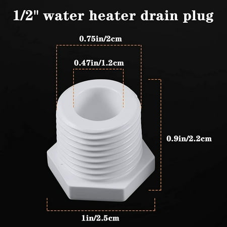 Compatible with RV Camper and Atwood Water Heater 11630 91857 1/2 Inch NPT Drain Plug White Plastic Drain Plug 6 Pieces RV Hot Water Heater Drain Plug with Tape Compatible with RV Camper and Atwood Water Heater 11630 91857 1/2 Inch NPT Drain Plug White Plastic Drain Plug 6 Pieces RV Hot Water Heater Drain Plug with Tape